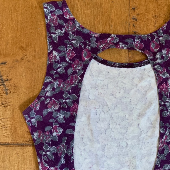 Brandy Melville Purple Floral Open Back Skater Dress - Picture 9 of 9